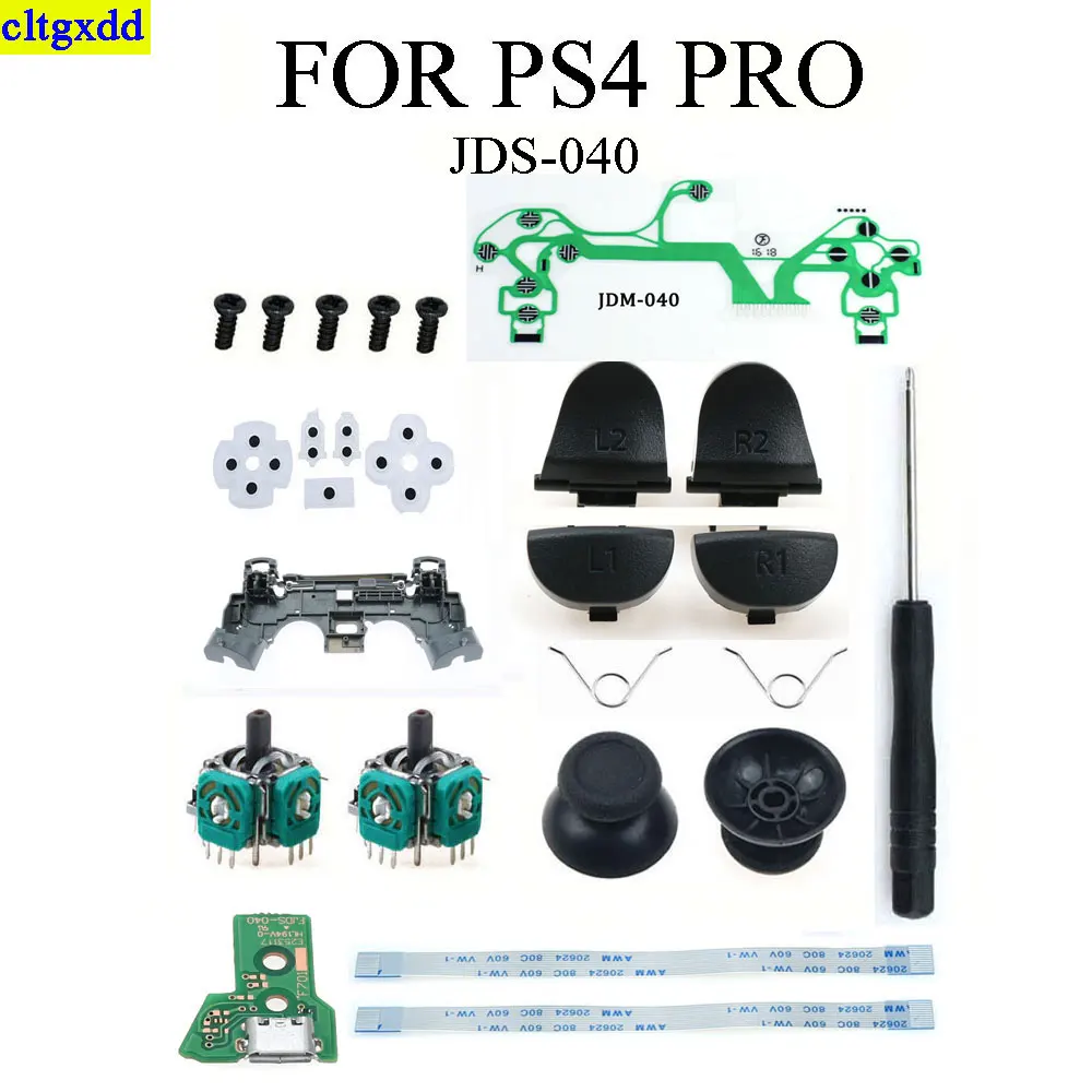 

1 set applicable to PS4 JDS-040 R1 L1 R2 L2 trigger button 3D analog joystick thumbstick cap conductive pad charging board flexi