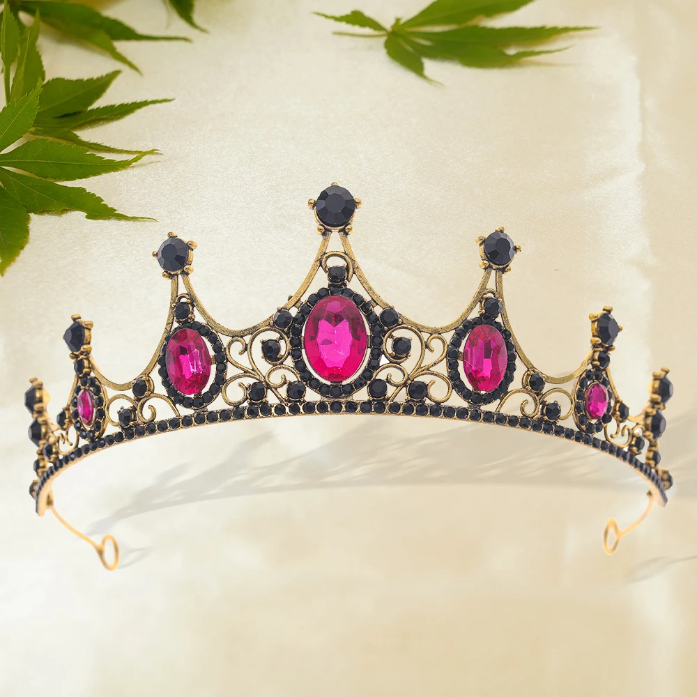 غطاء رأس تاج كريستال باروكي للنساء، إكسسوار شعر لحفلات الزفاف على شكل تاج العروس