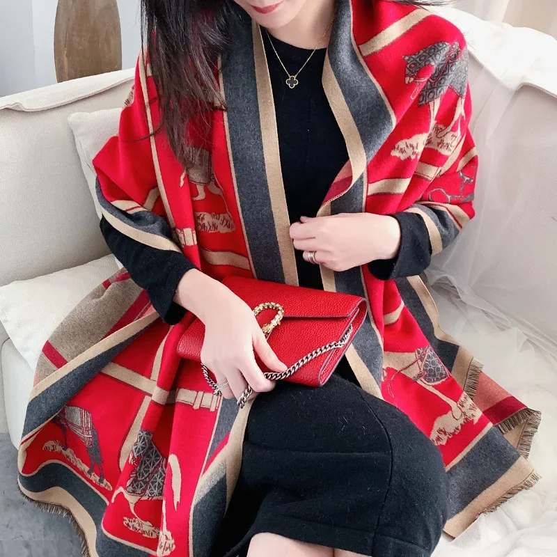 2023 Luxury Pashmina Shawl Lady Wraps Winter Cashmere Warm Scarves Bufanda Chain Designer Print Brand Scarfs