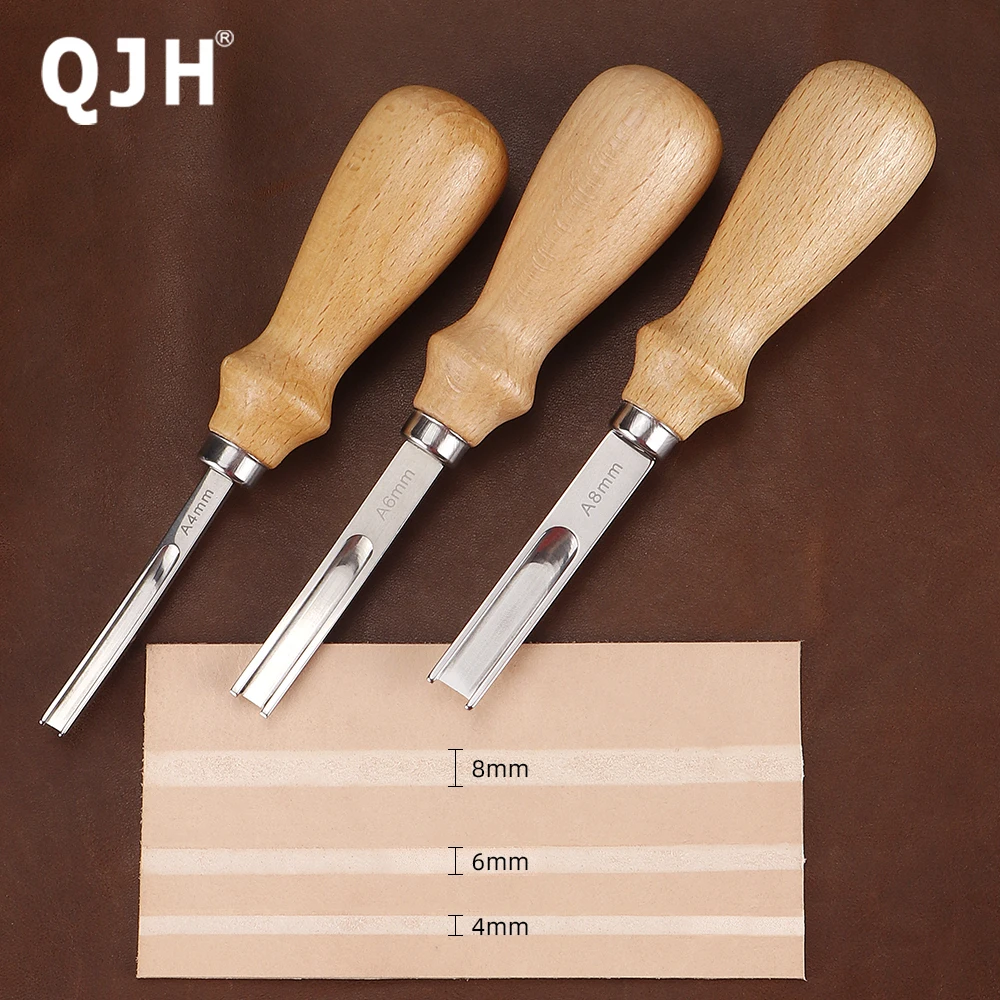 Leather Edge Beveler Tool Wide Head 4/6/8mm Leathercraft Skiving Edge Cutting Trimmer DIY Craft Tool for Handbag Edge Smoothing