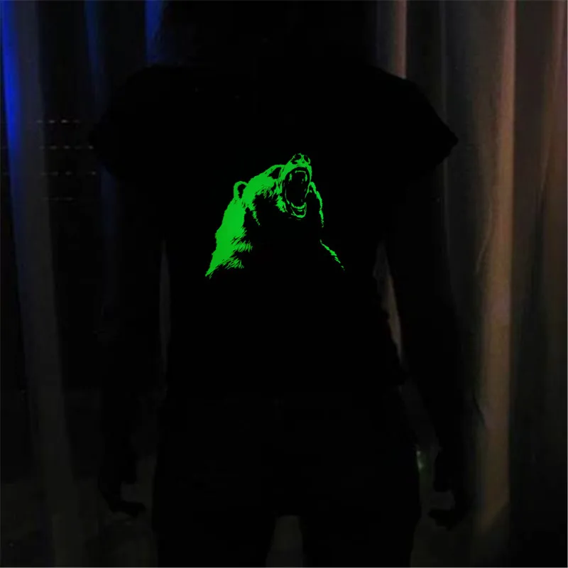 Heat Transfer PVC Patches Fluorescence Bear DIY Clothes Stickers For Clothing Iron On Patches Animal Style For Music Festival image 6