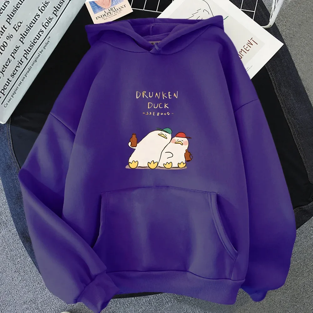 Kawaii I'm Sick of Everything Hoodies for Women Clothing Cartoon Anime Duck Sweatshirt Y2k Pullover Men Top Long Sleeve Casual