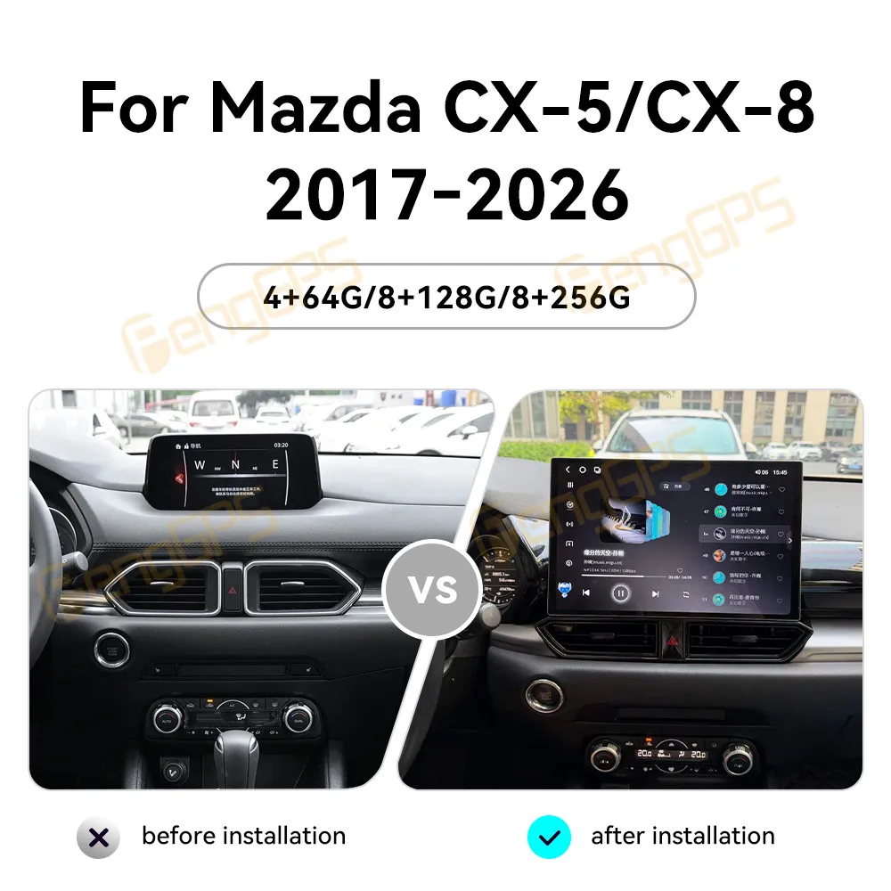 Car Accessories Radio For Mazda CX-5 CX-8 2017-2026 Android Auto GPS Navigation Multimedia Stereo Receiver Head Unit Offline