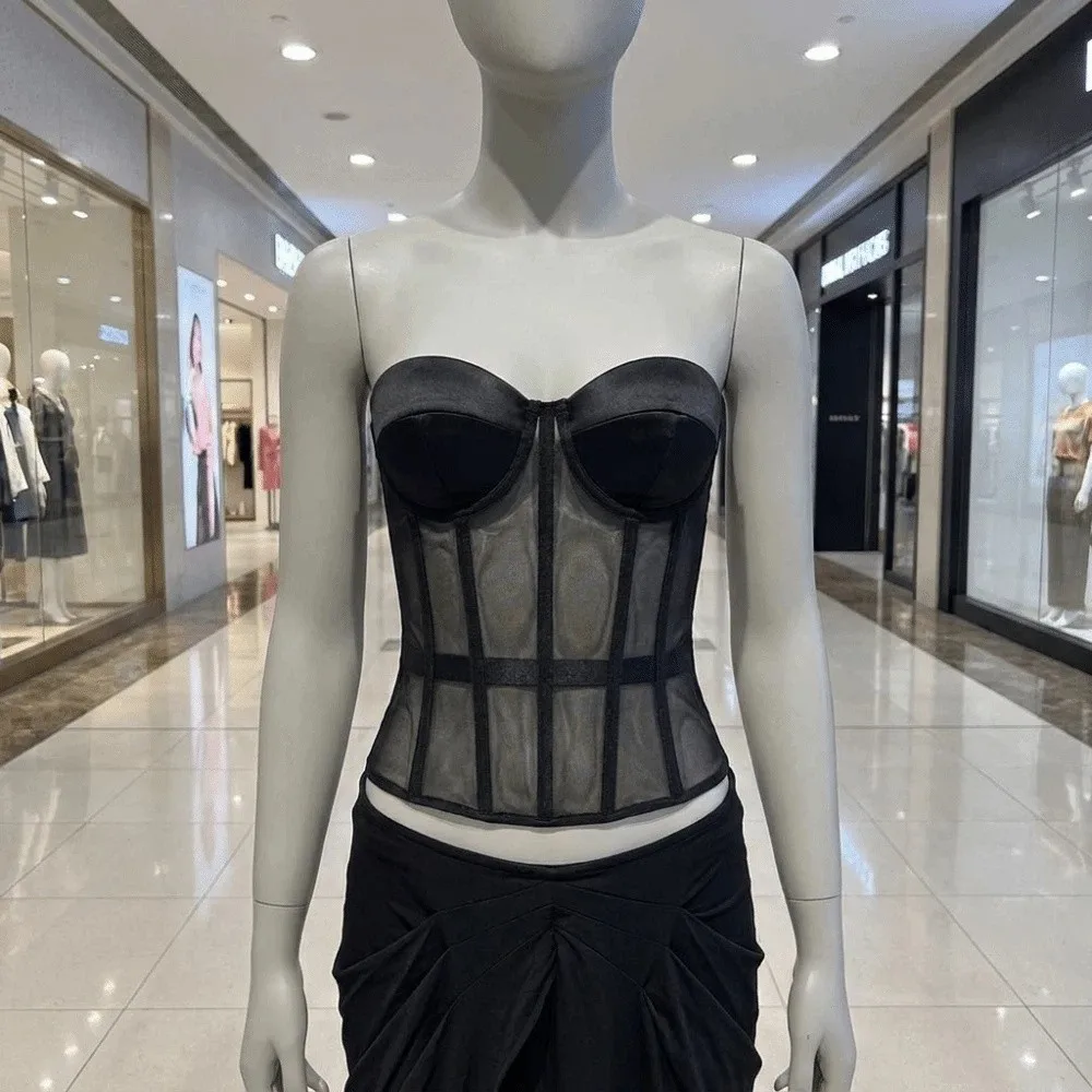 Fashion Sleeveless Slim Crop Top Fishbone INS Women Corset Skin-friendly Stretch Camisole with Pads Summer Wear