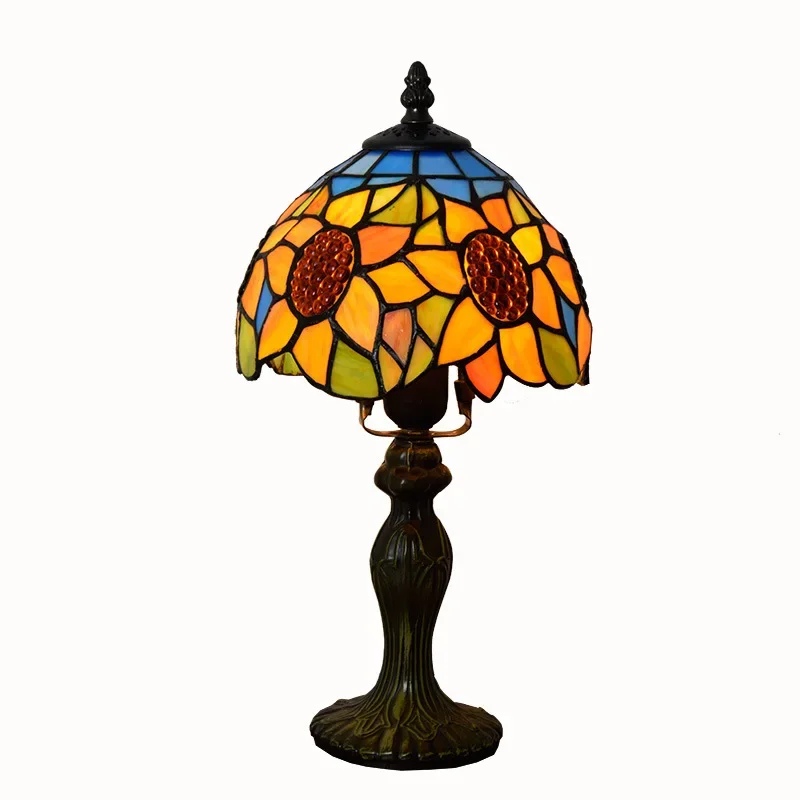 

American pastoral decoration stained glass living room dining room bedroom bedside table lamp diameter 20CM