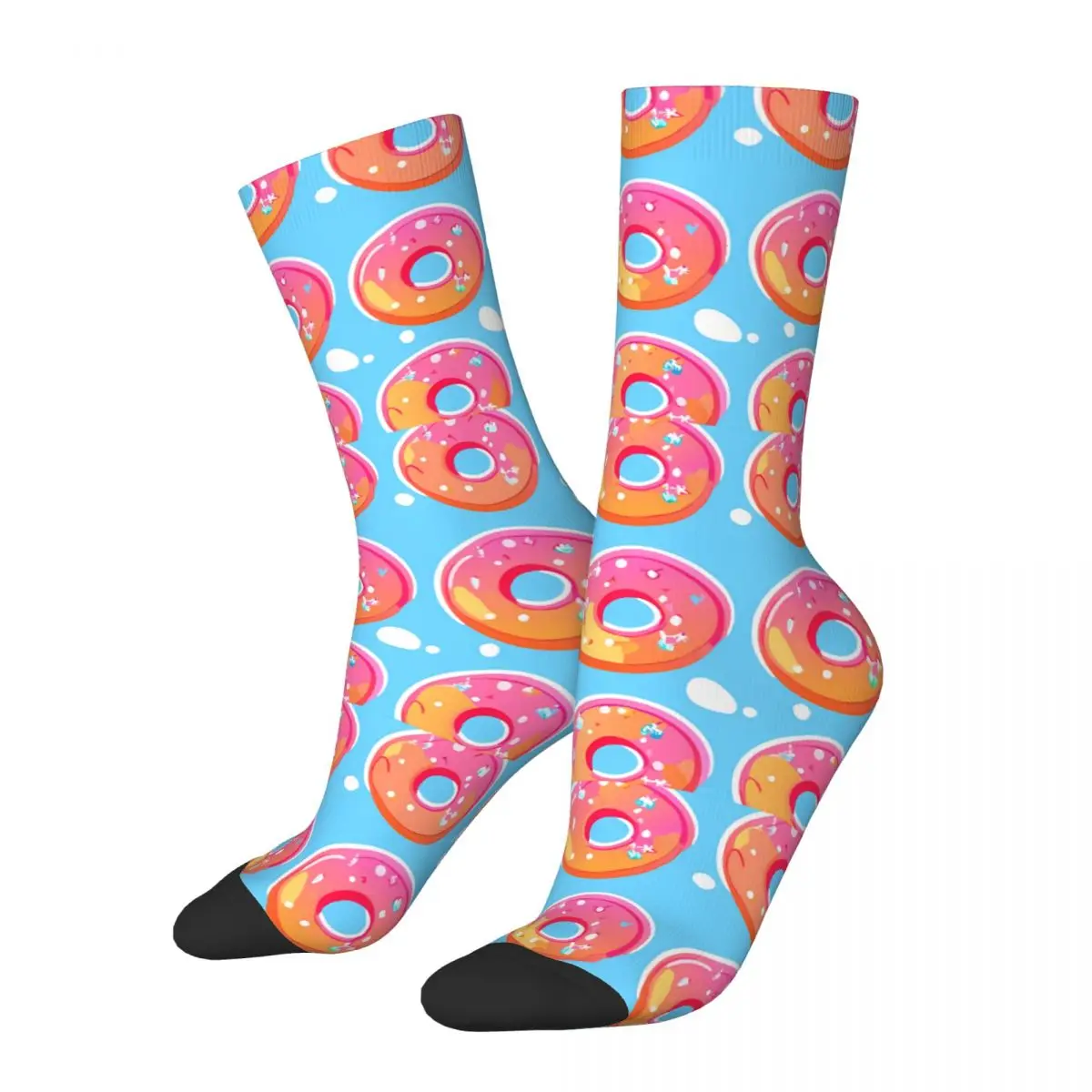 Funny compression Delectable Patterns Sock for Men Hip Hop Vintage Donut Dessert Happy Seamless Pattern Printed Boys Crew Sock