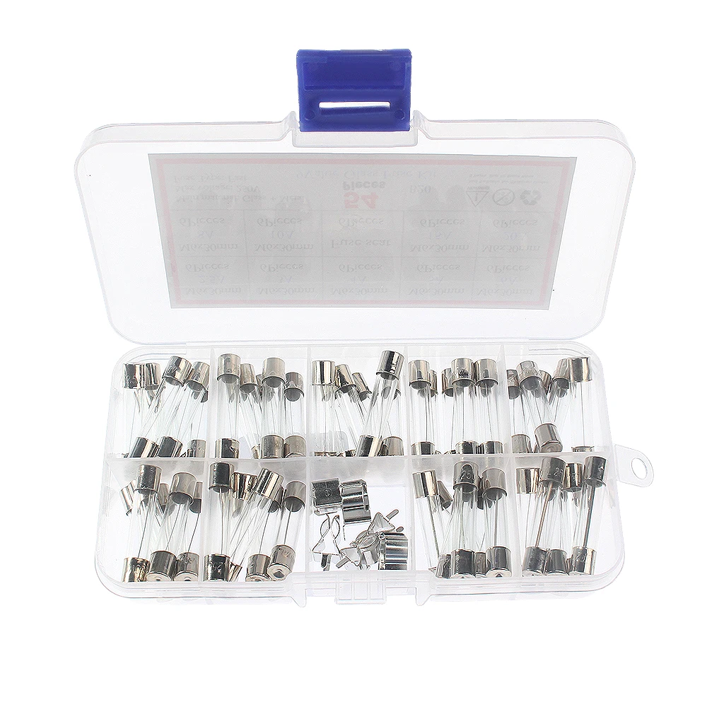 54PCS Fast Glass Fuse Insurance Tube 6x30mm Quick Blow Glass Fuses Kit 250V 2.5A 3A 4A 5A 6A 8A 10A 15A 20A