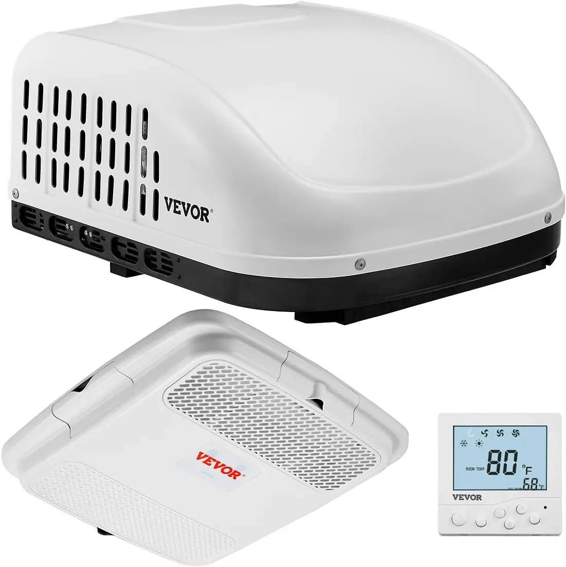 RV Air Conditioner, 13500 BTU Non-Ducted Rooftop RV AC Unit, 65 dB Quiet Design, Including Air Distribution Box, Operation Panel