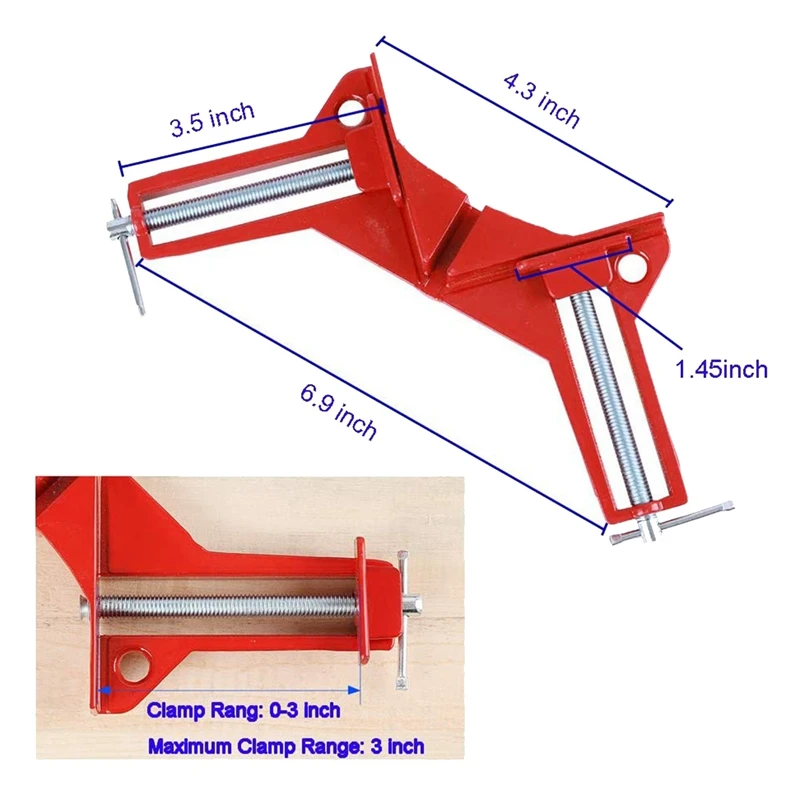 Paquet de YO-4 à chaud pince à angle droit 90 calcul résistant travail à angle droit pince artisanat bricolage, cadre pince, porte-verre (avec 4 pièces F pince)