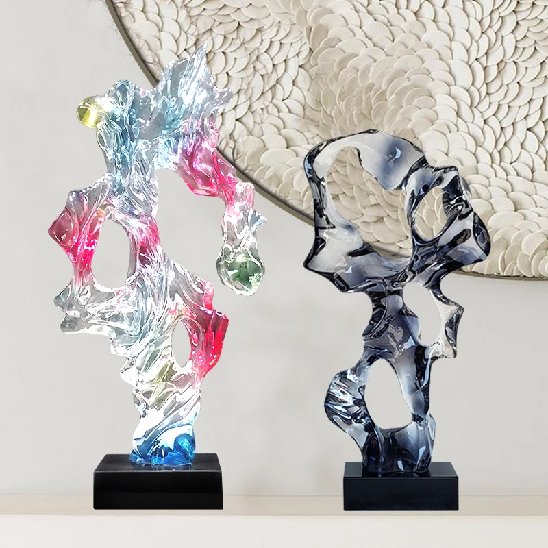 

Modern abstract transparent resin sculpture ornaments hotel villa home living room porch Taihu stone decorative crafts