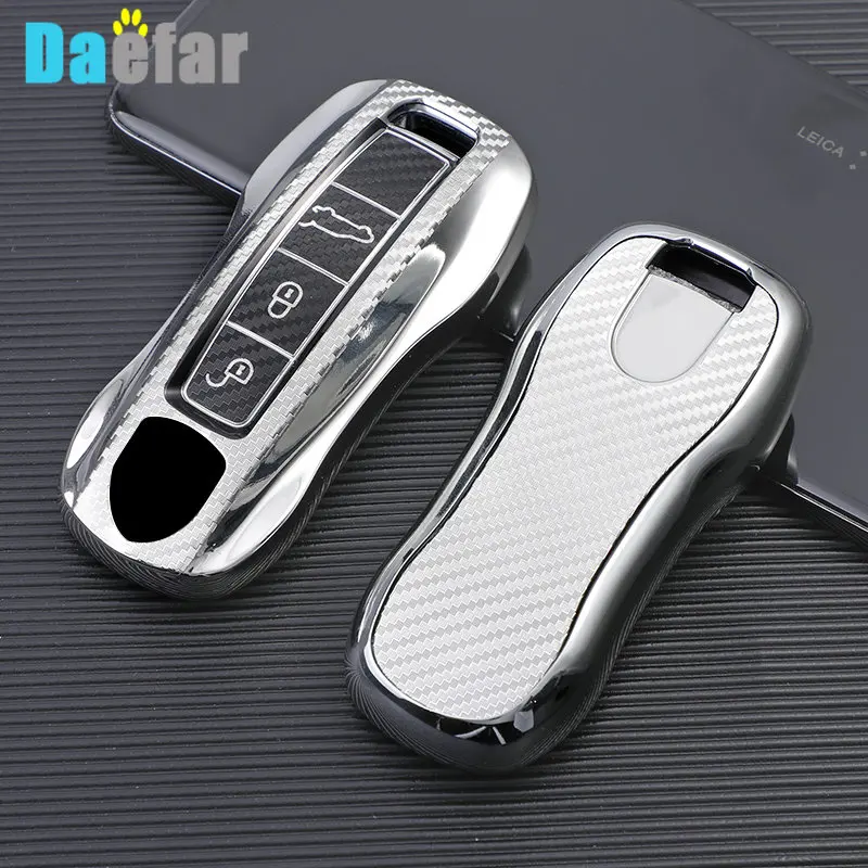 Für Porsche Panamera Cayenne 971 911 9YA Macan Boxste Carbon Fiber TPU Auto Schlüssel Fall Abdeckung Shell Auto Protector Zubehör