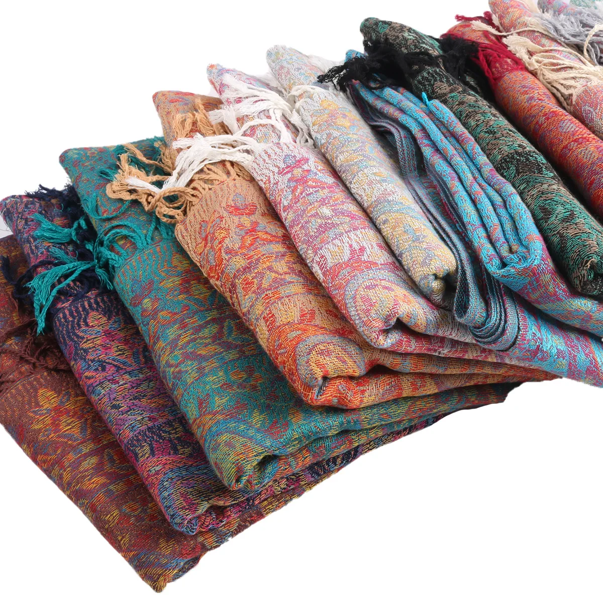 

Classic Ethnic Style Cashew Flower Bouquet Long Scarf, National Style Imitation Kashmir Scarf Popular for Autumn/Winter