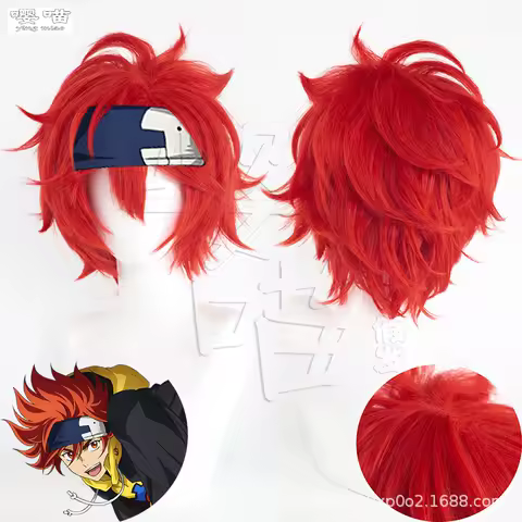 Reki Cosplay Wig Anime SK8 the Infinity 35CM Red Heat Resistant Synthetic Hair Anime Sk∞ Role Play Reki Wigs Halloween Party