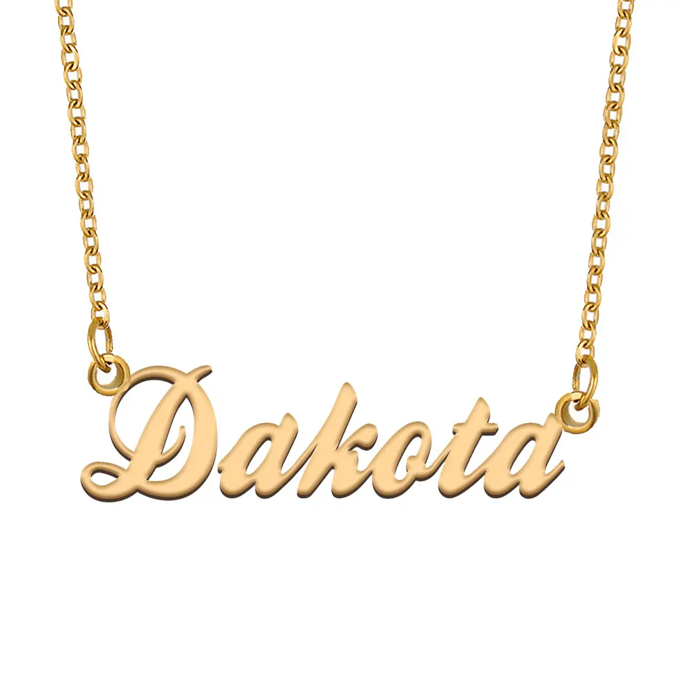 Dakota Name Necklace for Women Stainless Steel Jewelry Gold Plated Nameplate Pendant Femme Mothers Girlfriend Gift