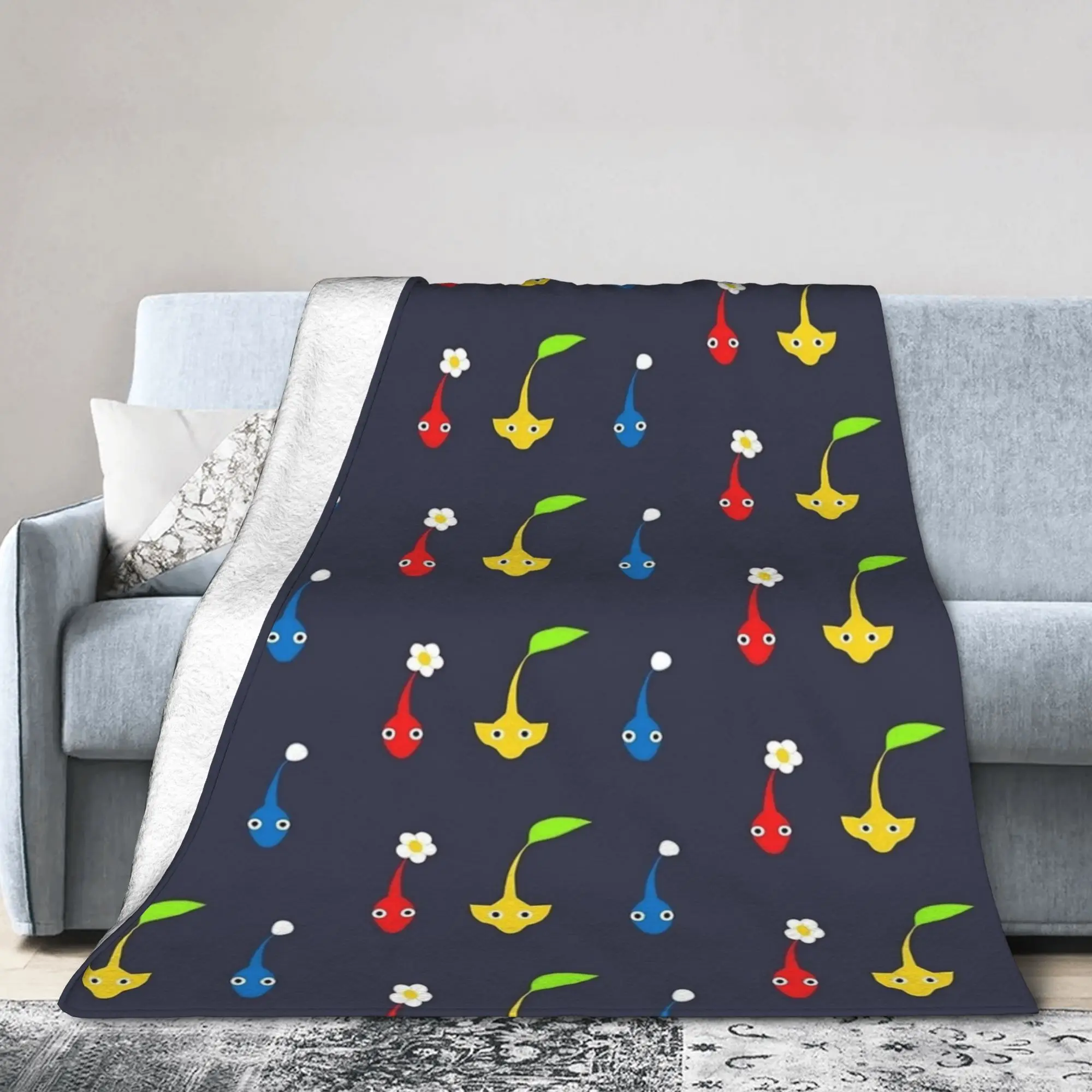 Pikmins Characters Knitted Blanket  Fleece Throw Blankets Summer Air Conditioning Portable Soft Warm Bedsprea,