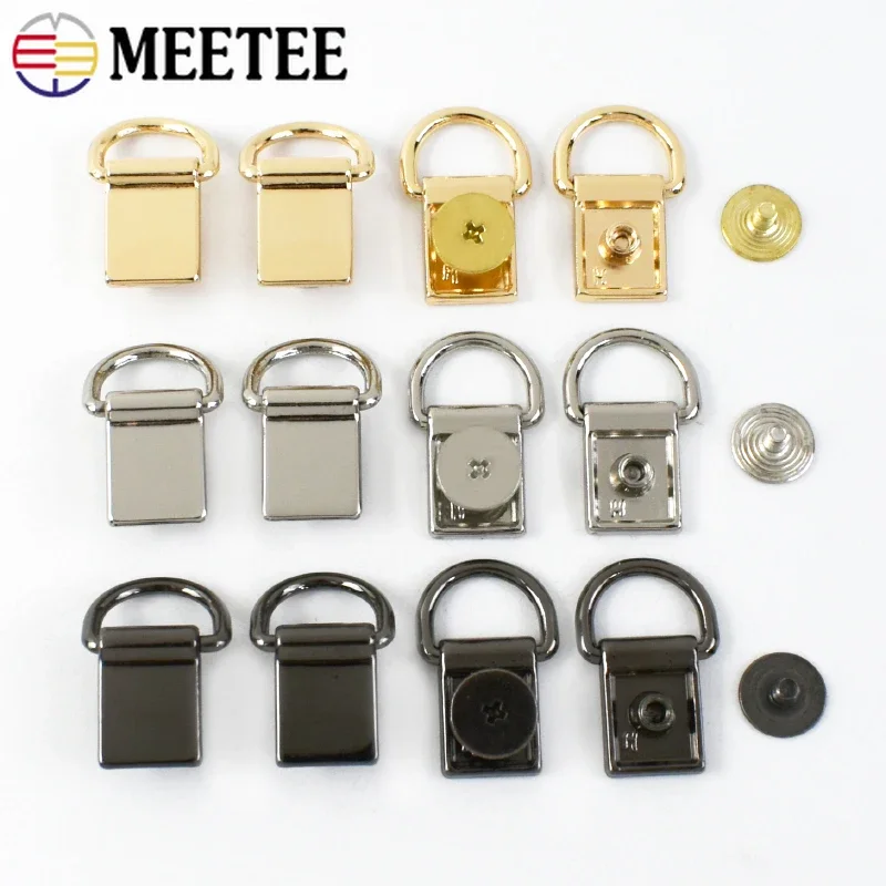 4/10/20Pcs 11*24mm Metal D Ring with Studs Bag Side Clip Edge Hang Buckle Leather Strap Connector Hook Clasp Craft Accessories