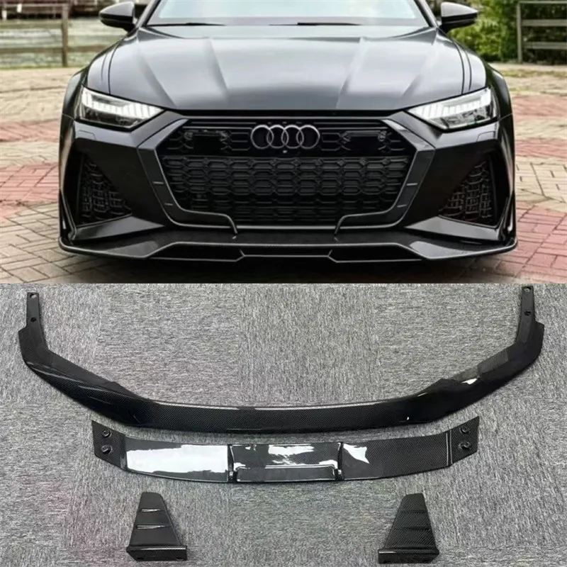 

For Audi RS7 RS6 2021-2025 Real Carbon Fiber Front Lip Front Bumper Lower Lip Under Spoiler Splitter Body Kit
