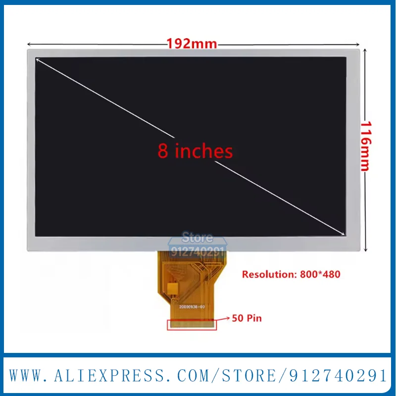 Original New 8 inch LCD Display Screen AT080TN64 DVD Navigation Tablet MID Car Radio GPS LCD Touch Screen Glass Panel