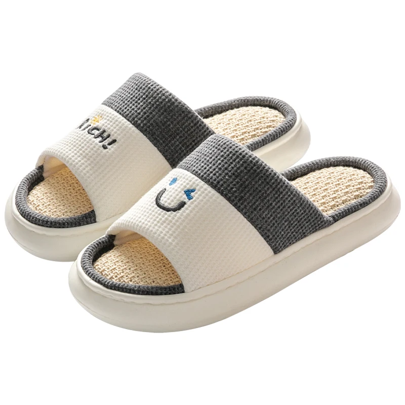 Four Seasons Household Slippers Couple Spring and Autumn Stay at Home Thick soled Cotton and Hemp Slippers Male Stay at Home