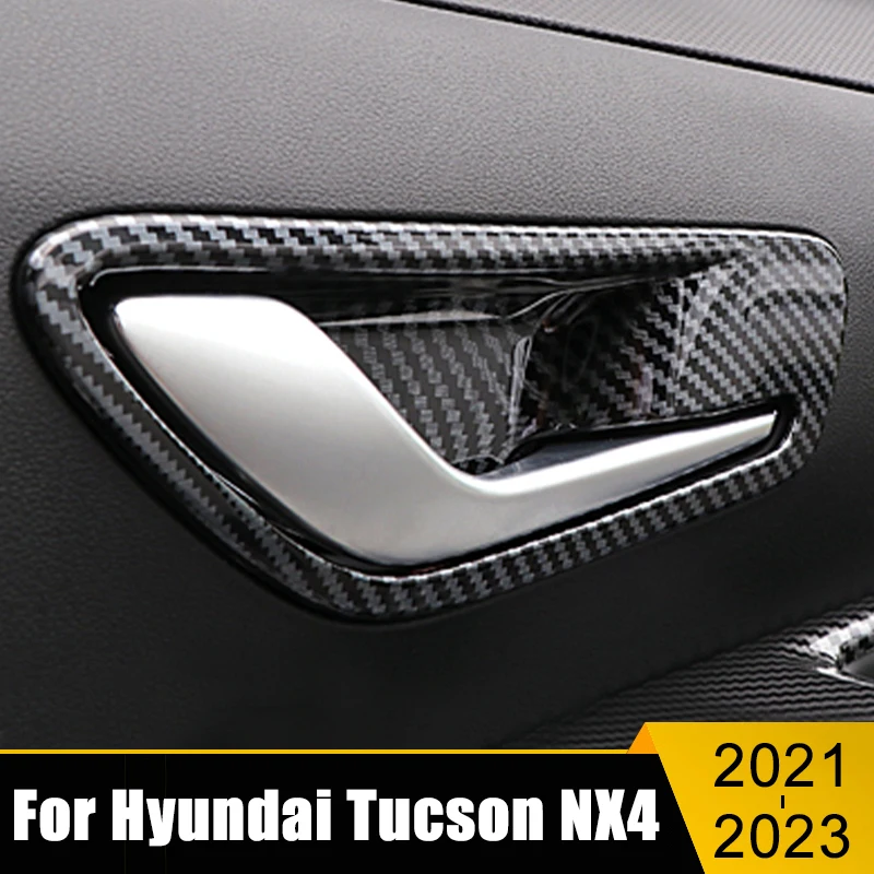 

For Hyundai Tucson NX4 2021 2022 2023 ABS Carbon Fiber Car Inner Door Bowl Case Frame Trim Cover Stickers Decoration Accessories