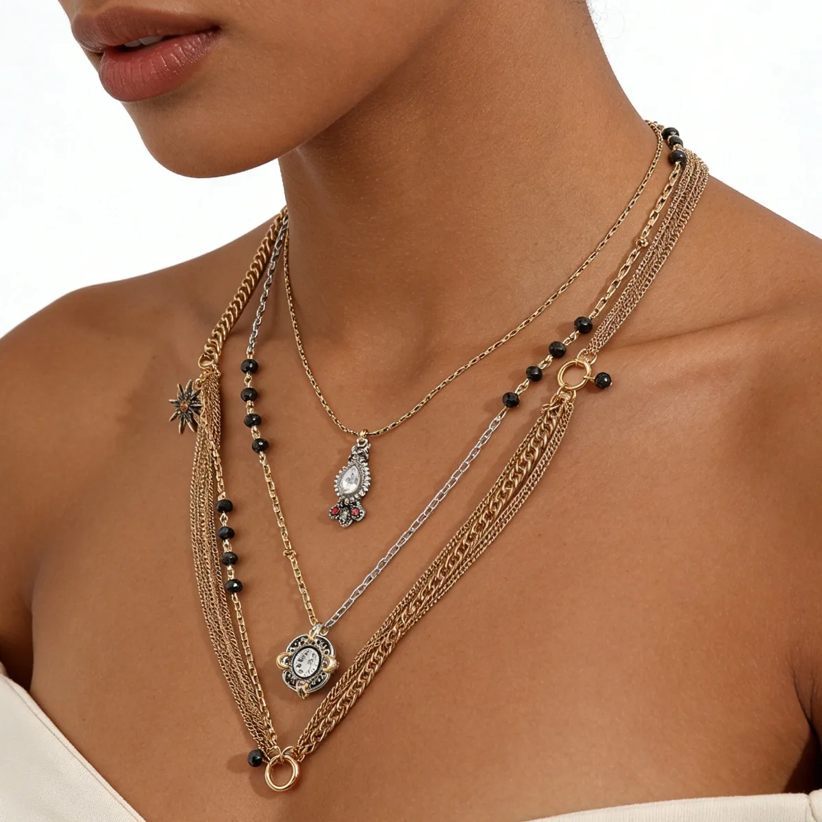 Multi Layer Baroque Pearl Necklace Shell Starfish Charms Ocean Theme Women Beach Vacation Fashion Jewelry
