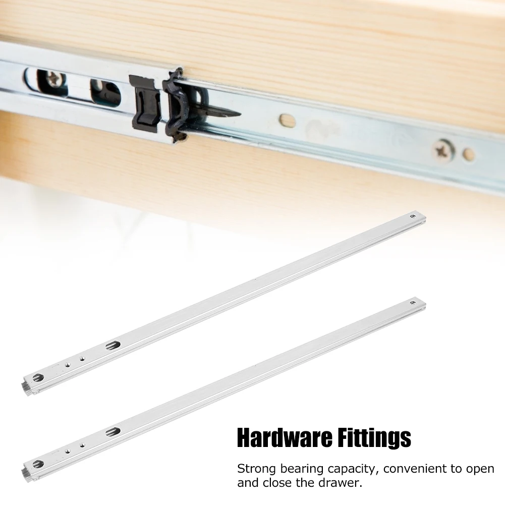 2Pcs/Set Slideway Roll Steel Sheet Ball Bearing Drawer Slide Rail Cabinet Hardware Fitting 400x17mm Bidirectional Sliding Rail