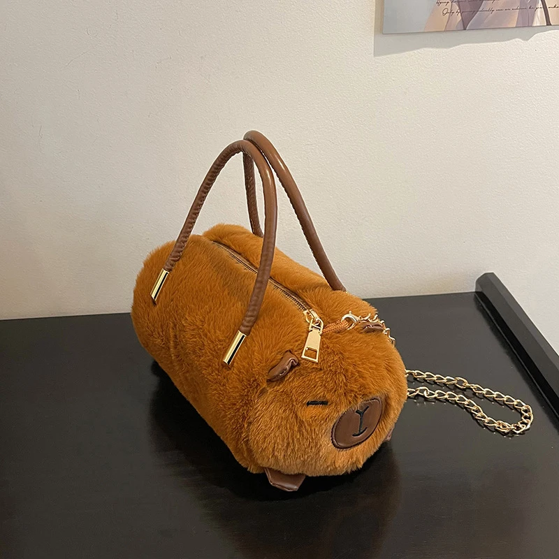 Cartoon Fashion Personal Kawaii Capybara Crossbody Bag Funny Cute Capybara Plush Backpack Large Capacity Versatile Tote Bag