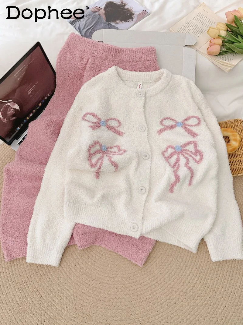 

Japanese Style Girl Autumn Winter Soft Fleece Sweet Pajamas 2025 New Model Wearable Homewear Warm Set