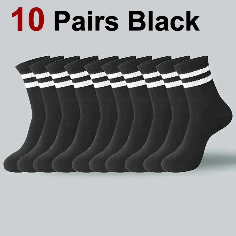 10/20 Paar Männer Frauen Gestreifte Rundhals-Socken Frühling Herbst Atmungsaktive Geruchsdichte Schweißabsorbierende Ganzjahres-Freizeitsocken