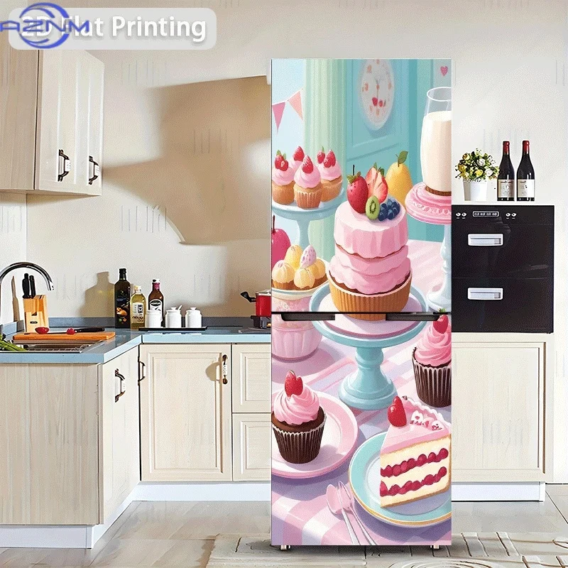 Design Refrigerator Sticker 60X180 Cm Sweet Dessert Feast Wall Sticker Self-Adhesive Suitable for Cabinets And Wardrobes, Mode