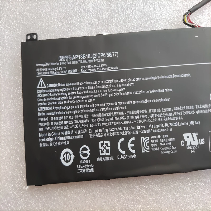 New AP18B18J Laptop Battery For Acer Aspire 3 A314-32 C087 C1K9 C1QB C4F0 C4XB C5U6 C7BP C7QH C8BJ C9BT C83Q C95D P9UF P34J P1EV