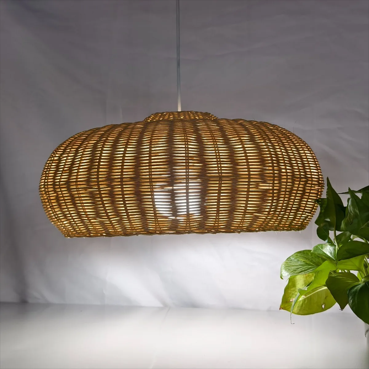 

JOYINLED Vintage Hand-Woven Rattan Chandelier Dining Room Bedroom Living Room Rattan Art Atmosphere Lighting Fixture E27 Lamp