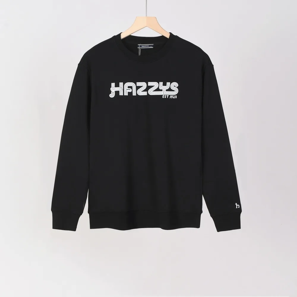 HAZZYS Men's Cotton Crewneck Sweatshirt Casual Minimalist Long Sleeve Pullover Trendy Classic Fit Top for Everyday Wear