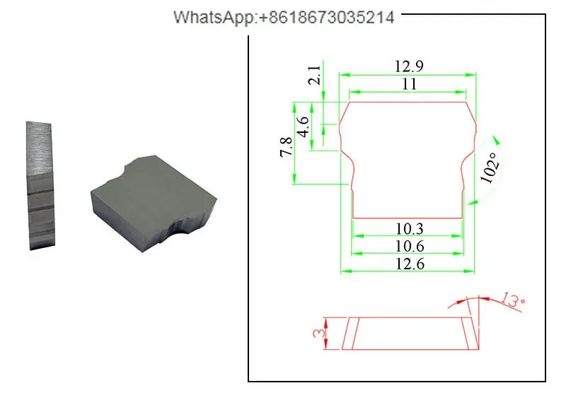 12.9X7.8x3 R1/R2 DX3609 Woodworking machinery, alloy scraper scraper for edge banding machine