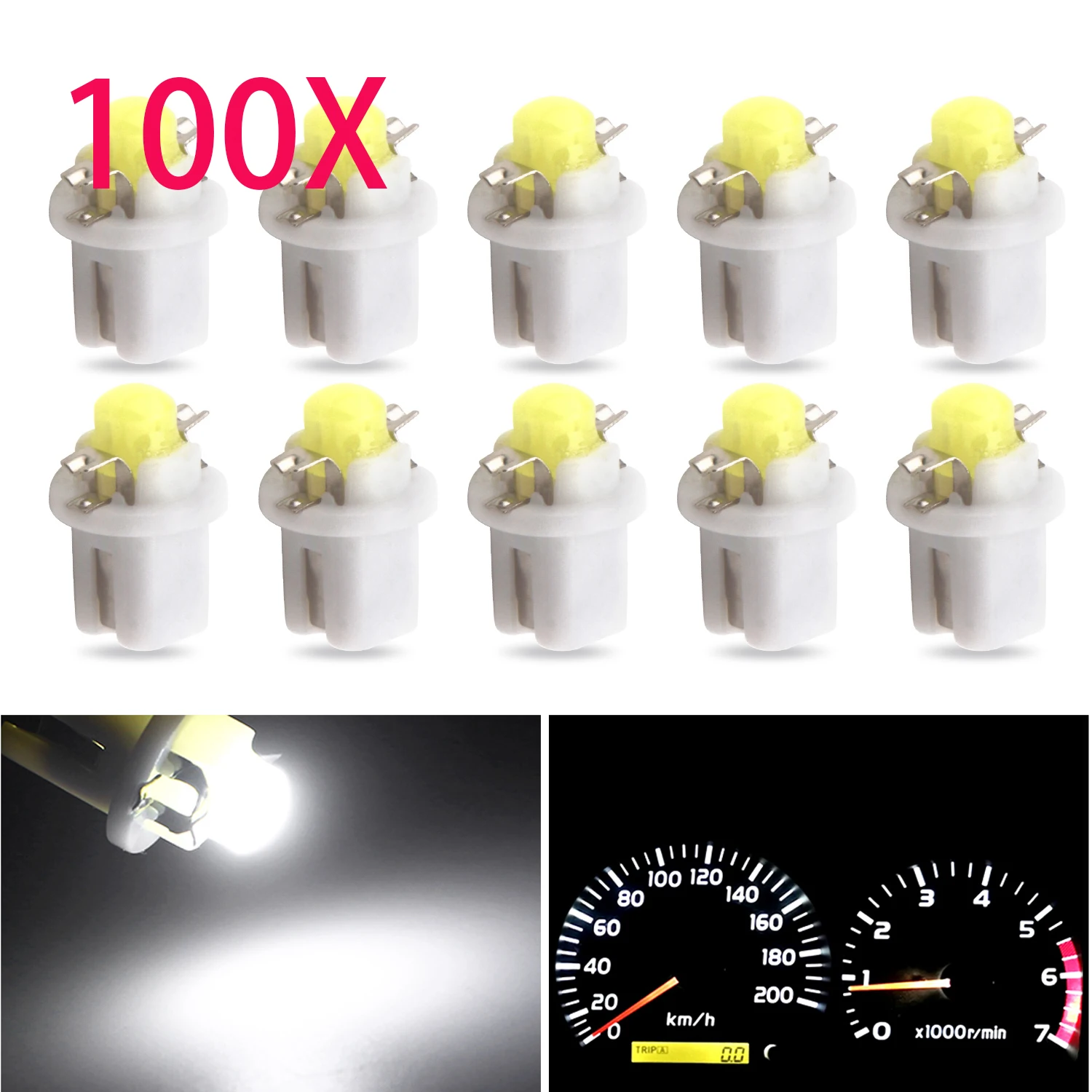 Wholesale！100X T5 B8.4D B8.3D B8.5D Led Bulbs COB Instrument Dashboard Side Indicator Lights LED Cluster Guage Light 12V