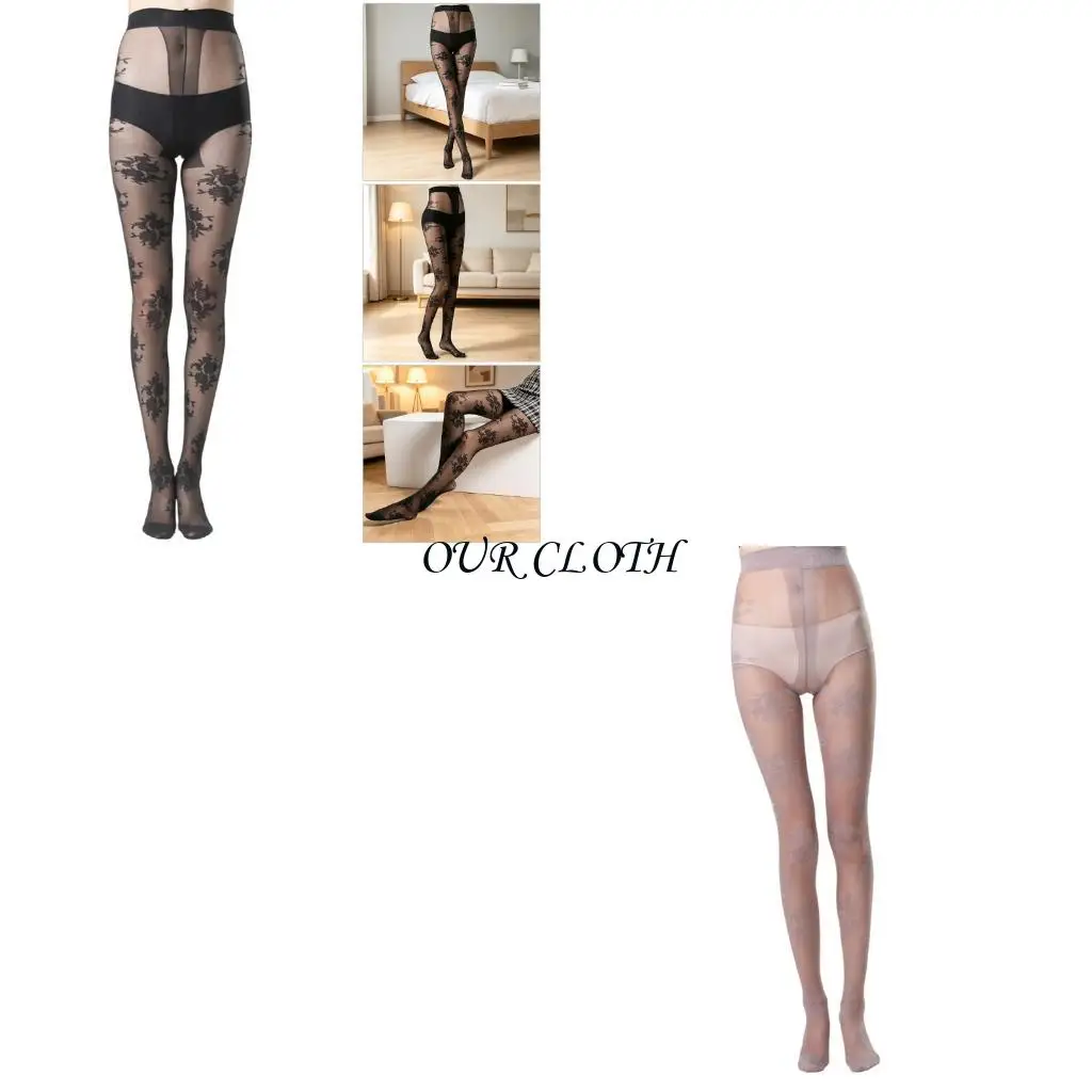 Women Sheer Tights High Waist Pantyhose,Patterned Control Top Stockings Hosiery Y1AC