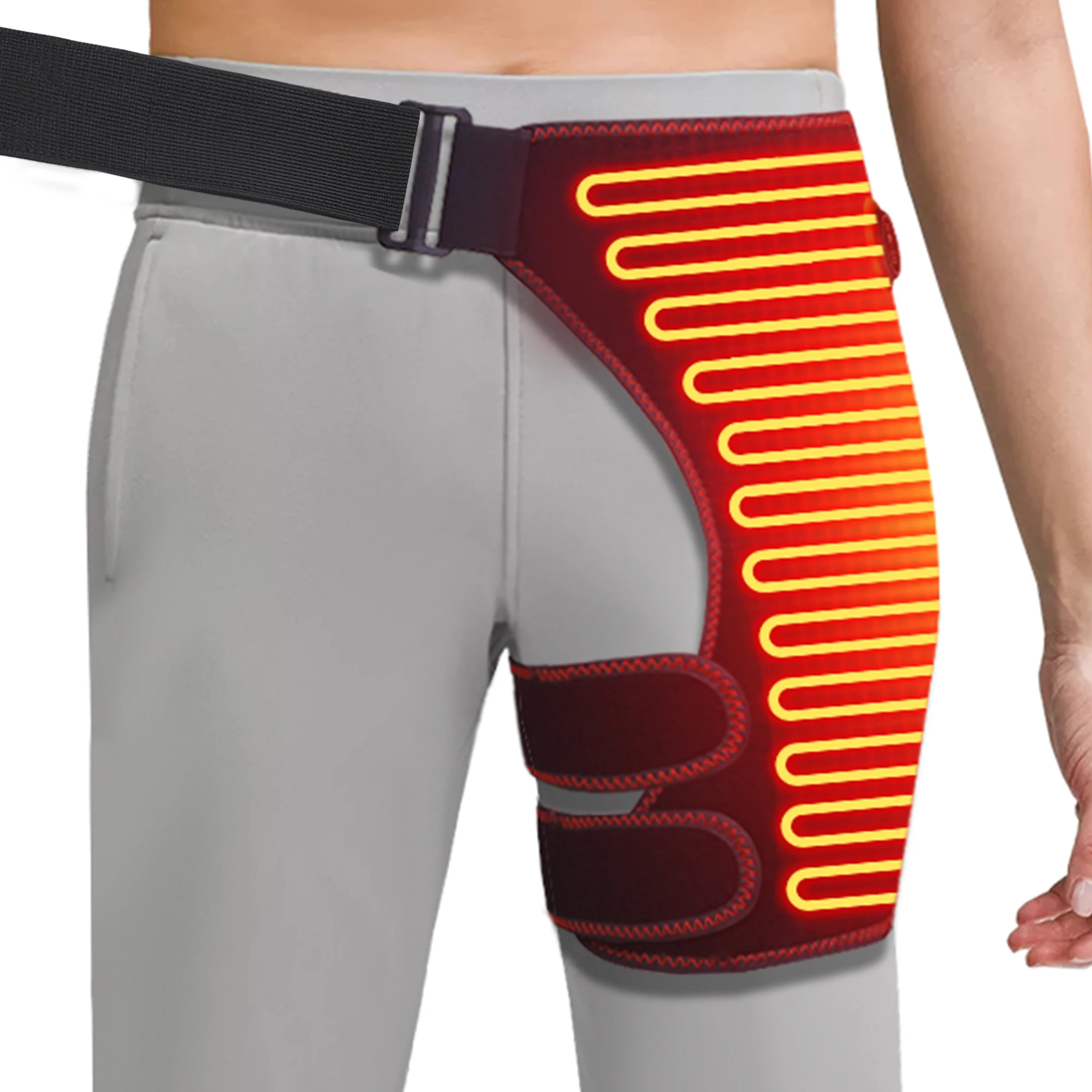 

Full-Wrap Heated Hip Massager USB-Powered Thigh Buttock Support Thermal Therapy Sciatica Hip Pain Relief Adjustable Tightness