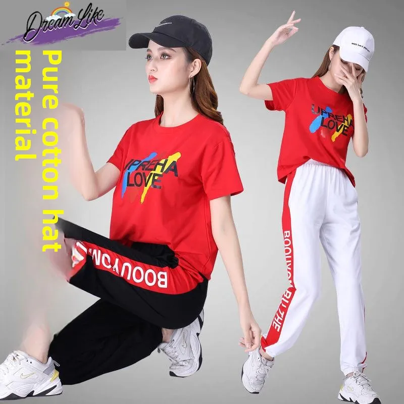 

New Summer Square Dance Sportswear Set Women's Ghost Step Dance Clothing Fitn Dancing Outfit Cotton Triacetate Fiber