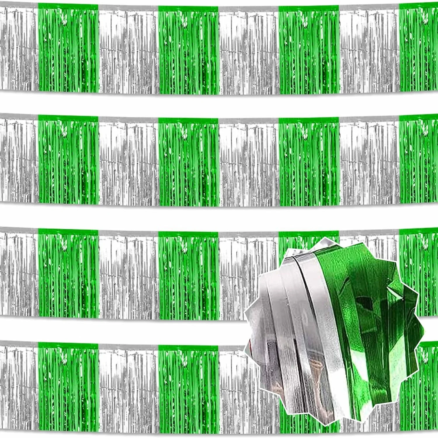 

Набор из 4 украшений для вечеринки в честь Дня Святого Патрика, 300 см, серебристо-зеленая фольгированная гирлянда, металлические ламетки, баннер для украшения стен
