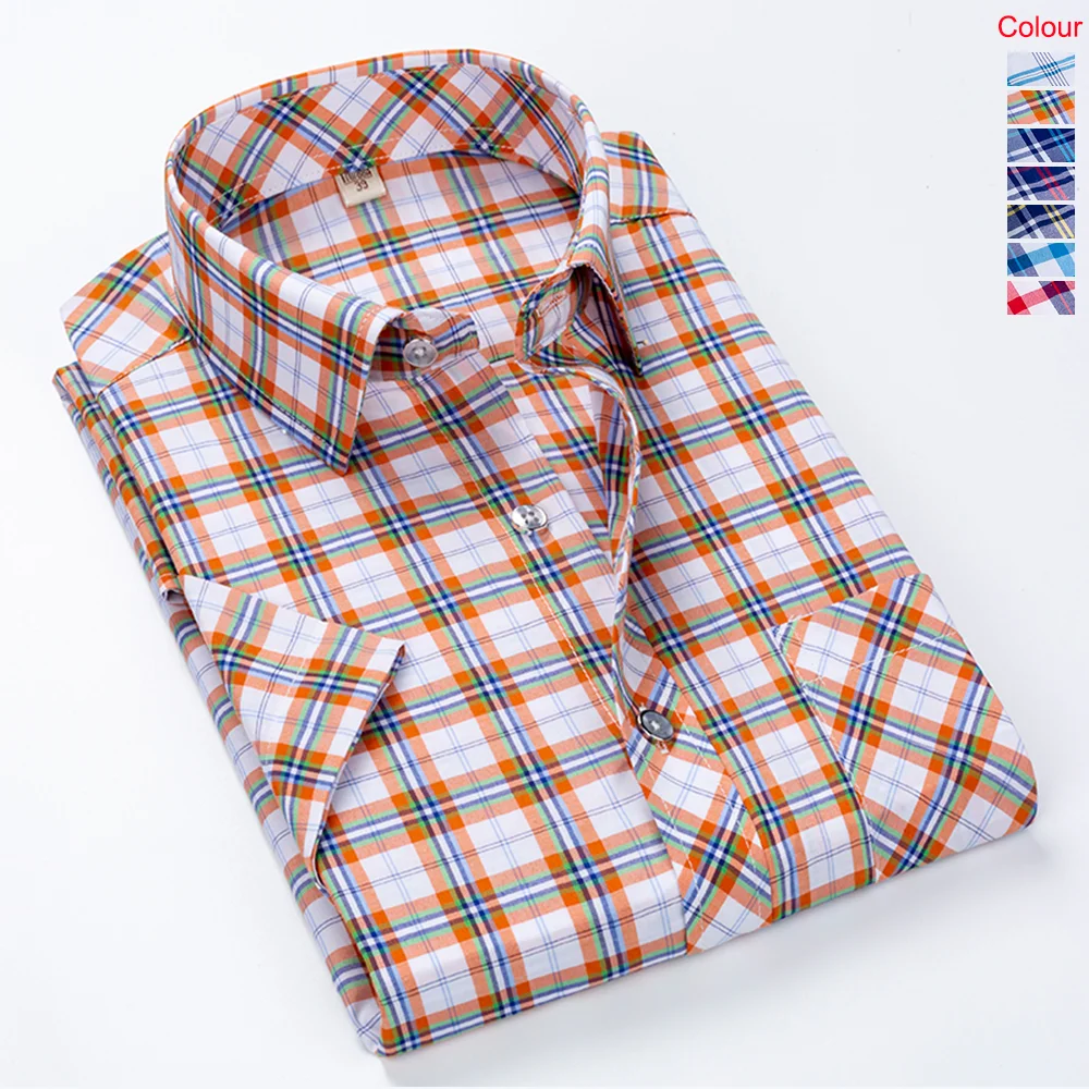 

New Men's Summer Plaid Short-Sleeved Shirt Large Size Business Casual High-Quality Men Short-Sleeved Top Slim Top Home Clothing