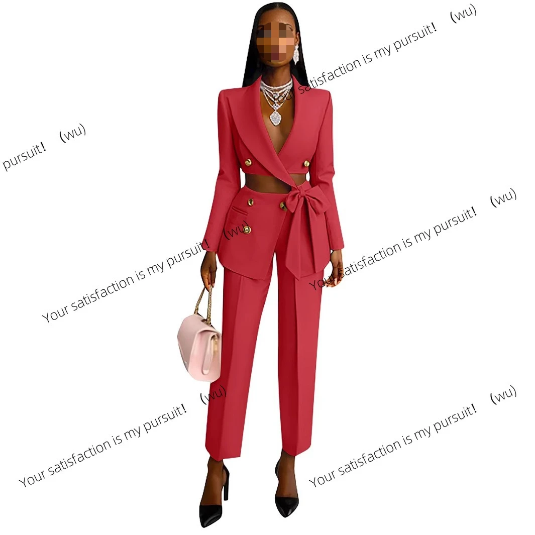 

Spring and Autumn Casual Fashion Trend Suit Strap Waist Suit Women's Clothing