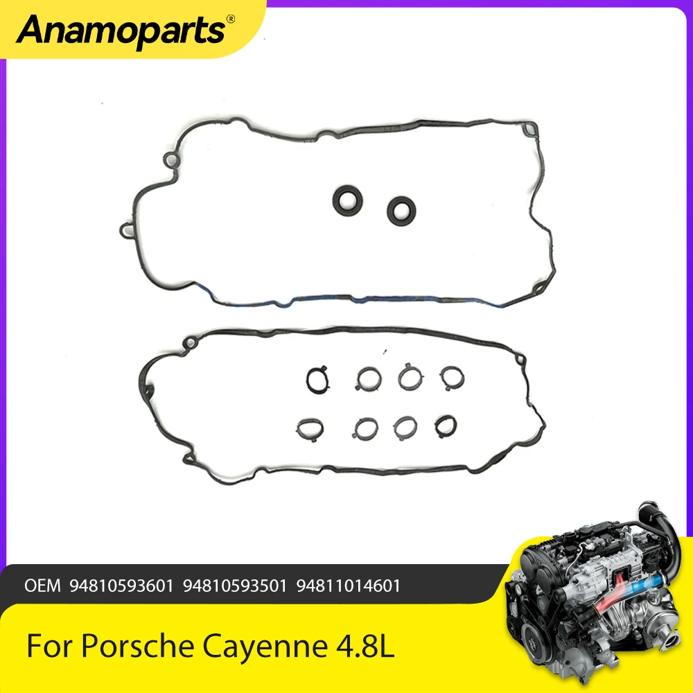 

Engine Parts Valve Cover Gasket Set Fit 4.8 L For 2008-2018 Porsche Cayenne Panamera Turbo M48 4.8L V8 GAS DOHC M 48.40 M 48.20