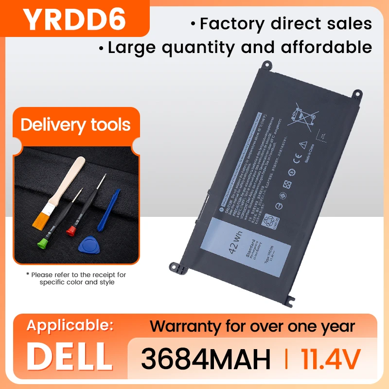 

YRDD6-Battery Substituição for Dell Inspiron, 42Wh, P61F, 15, P85F, 11.4V, 5584, 3581, 3582, 3584, 3593, 3780, 3781, 5493, 5590