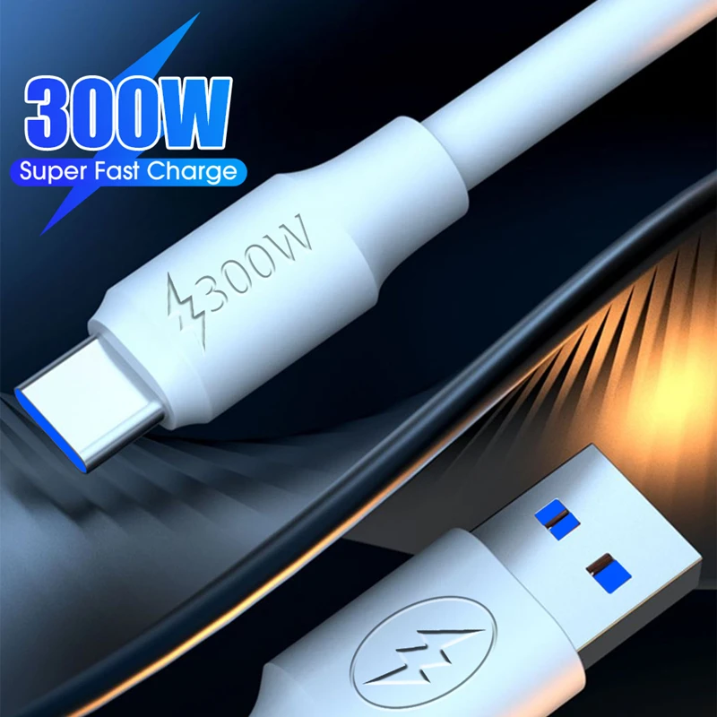 300W Super Fast Charging Mobile Phone Charge Cord for Samsung Xiaomi Huawei Type-C Charging Wire Universal USB Type C Data Cable