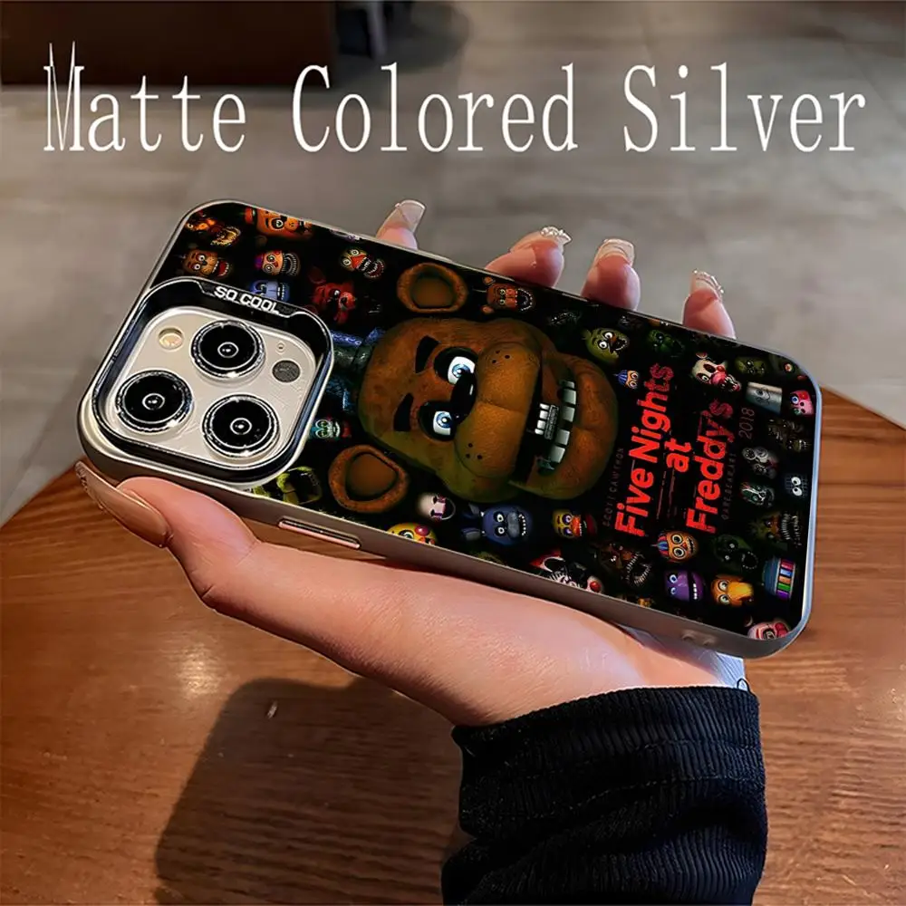 Fnaf Five-nights-At-Freddys Phone Case Matte Colored Silver Phone Case For Iphone 16 15 14 Pro 13 12 Plus 11 7 Luxury Cover