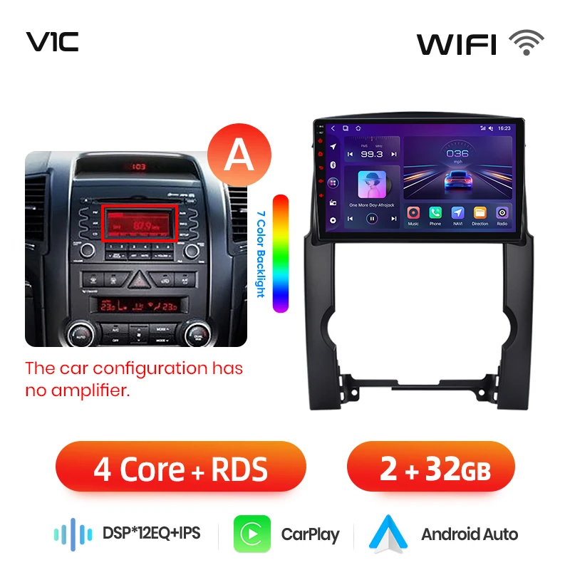 Junsun draadloze CarPlay Android Auto autoradio voor Kia Sorento Mk2 (XM) 2009-2014 met ingebouwde koelventilator, Android GPS navigatie, multimediaspeler, WiFi, DSP, RDS, BT, SWC, IPS touchscreen,