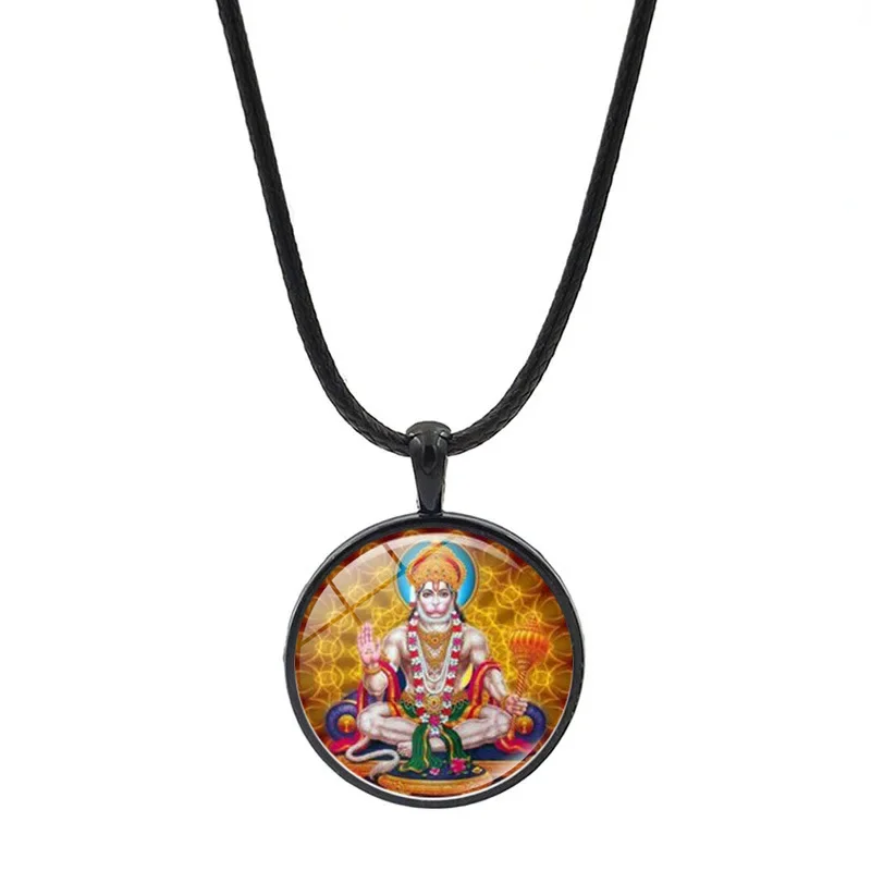 New Product Accessories: Hindu Durga Time Gemstone Leather Rope Necklace, European and American Sweater Chain Pendant Jewelry