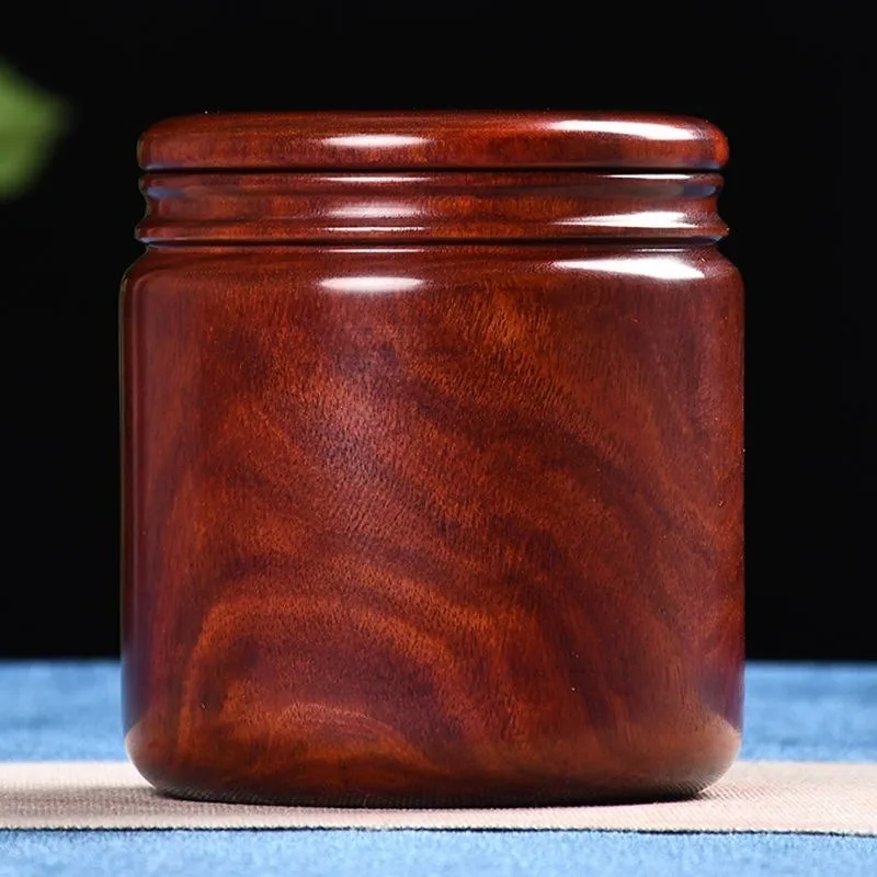 Small-leaf red sandalwood  cans, handmade wooden cans with lids for home use, sealed high-end  cans, Chinese retro