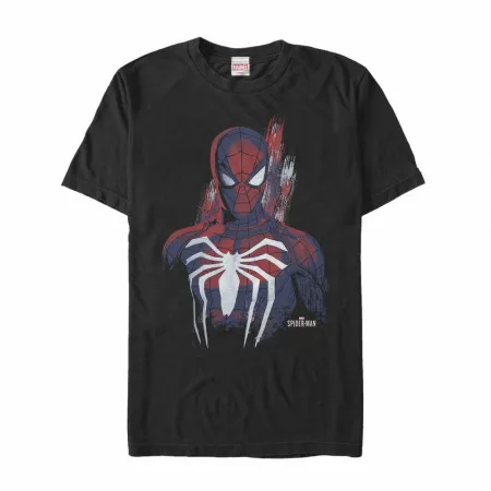 الرجل العنكبوت الأسود تي شيرت الرجال 2025 الربيع مارفل كاريكاتير القطن المحملة الأحمر الأزرق زي تصميم الأبيض العنكبوت شعار فرشاة السكتة الدماغية تأثير #1