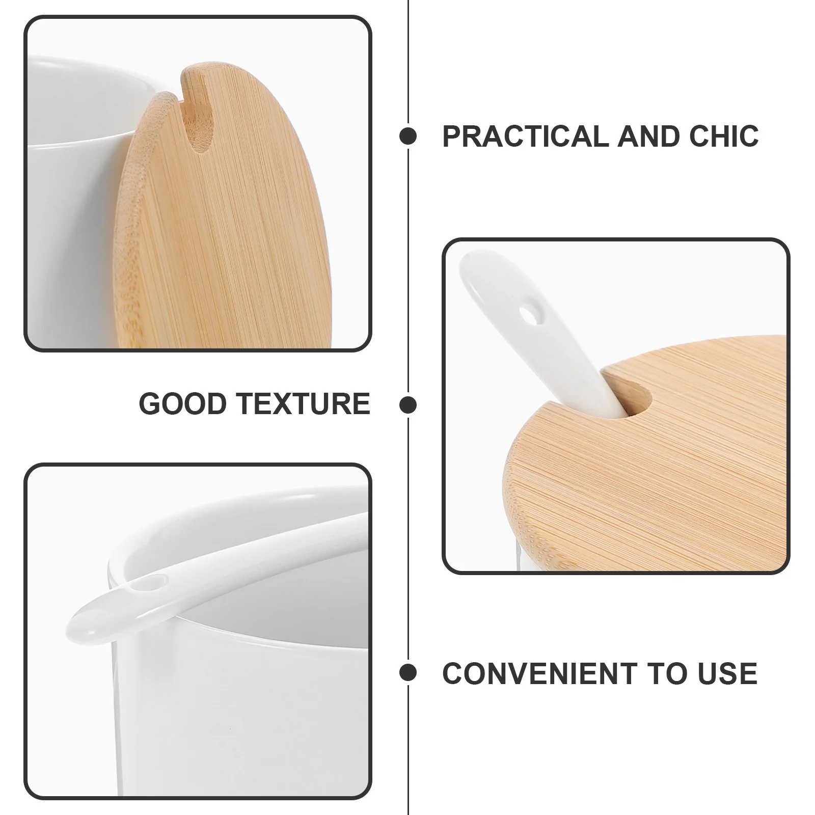 

1 set 1 Set Ceramic Seasoning Jar Salt Sugar Pepper Container With Bamboo Lid Kitchen Storage Organizer Condiment Holder For